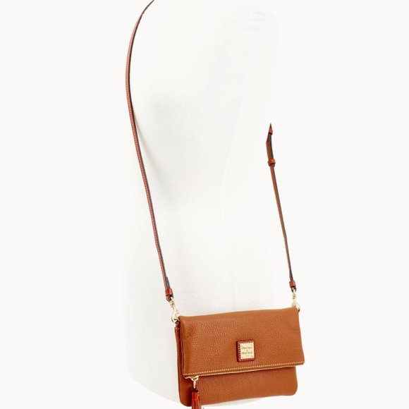 DOONEY & BOURKE Pebble Grain Caramel Foldover Zip Crossbody NWT - Picture 4 of 6